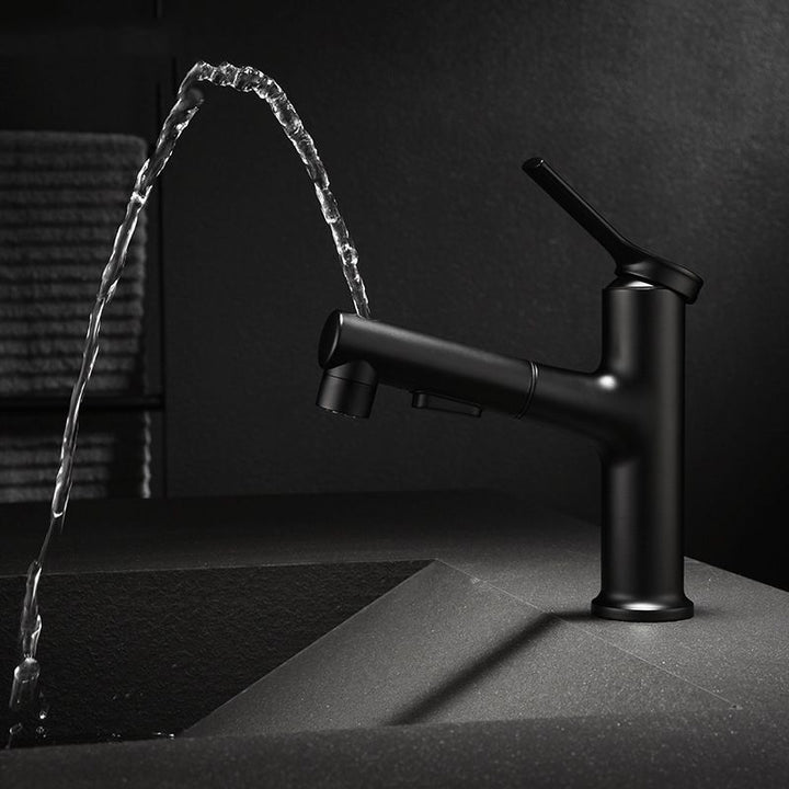 BowLift | Modern Sink Faucet Copper Single Handle Low Arc Pull-Out Sink Faucet