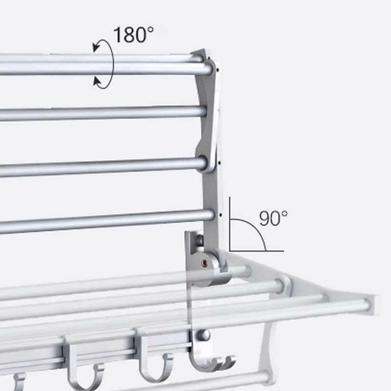 BowLift | Silver Modern Bathroom Accessory Set with Bath Shelf/Towel Rack & Bathrobe Hook