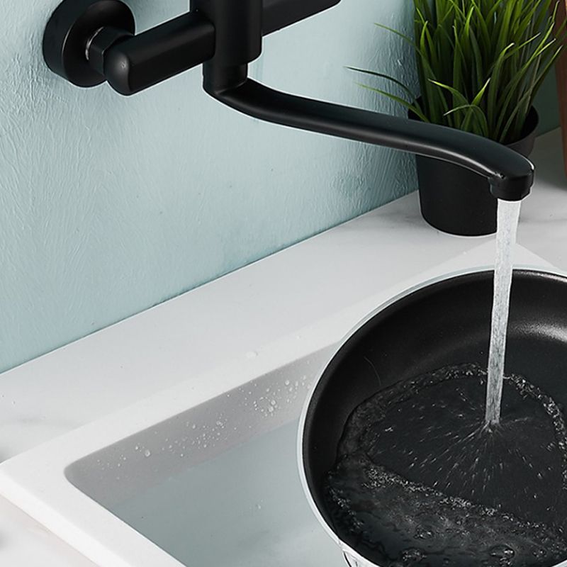 BowLift | Low-Arc Bathtub Filler Black Lever Wall-Mounted Copper Bathtub Filler