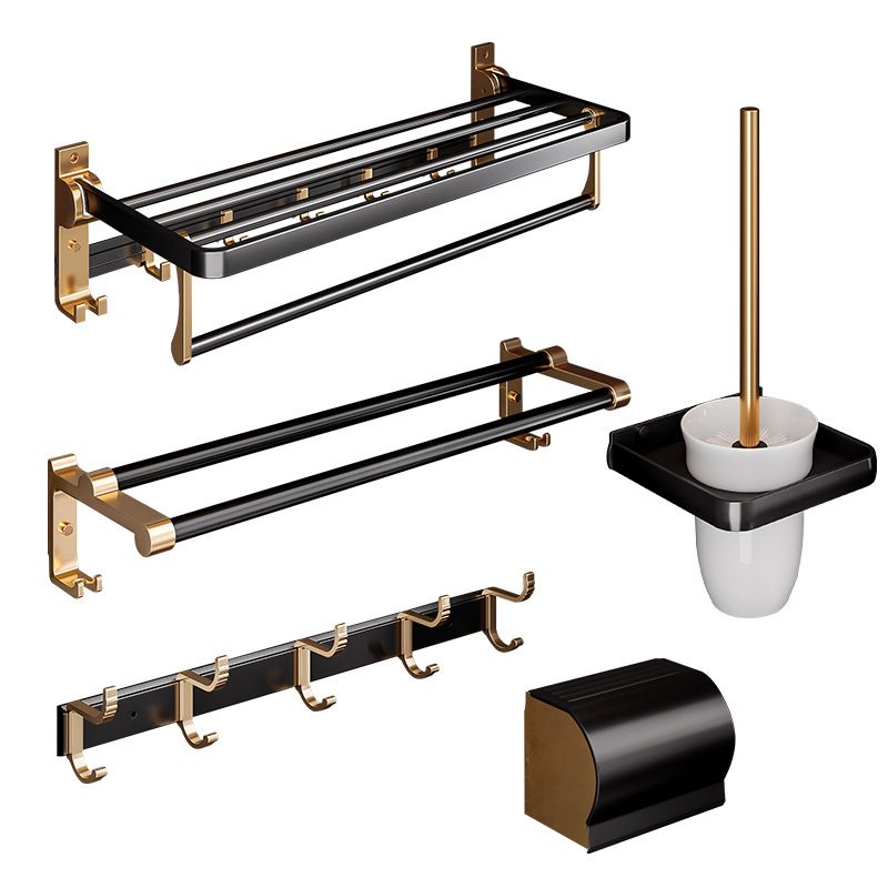 BowLift | Black and Brass Bathroom Hardware Set Modern Stainless Steel Bathroom Shelf/Towel Holder/Paper Holder