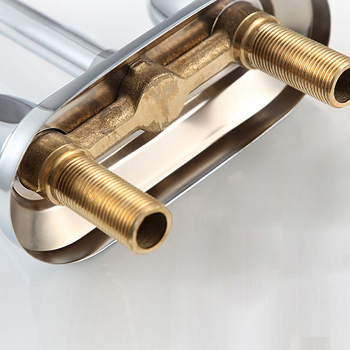 BowLift | 2-Handle Brushed Nickel Widespread Faucet 2-Hole Centered Bathroom Sink Faucet with Brass