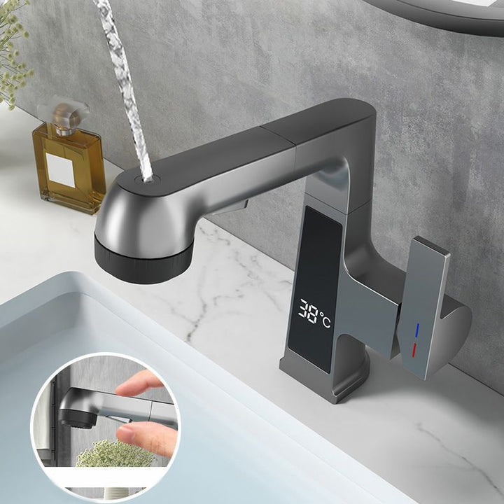 BowLift | Modern Sink Faucet Pull-Down Lever Handle Brass Faucet Bathroom