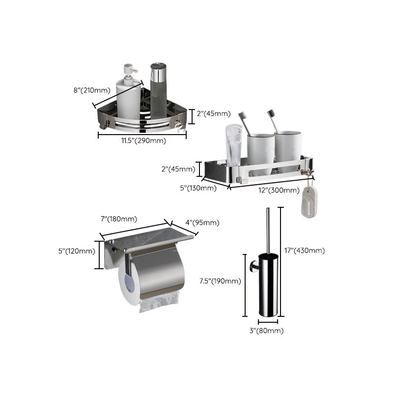 BowLift | Modern Bathroom Accessory Hardware Set Silver Bathroom Hardware Set