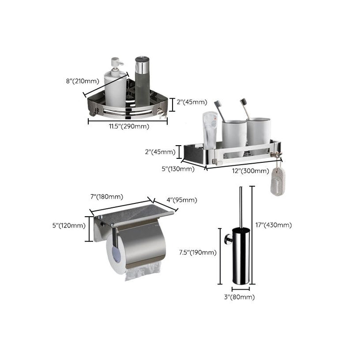 BowLift | Modern Bathroom Accessory Hardware Set Silver Bathroom Hardware Set