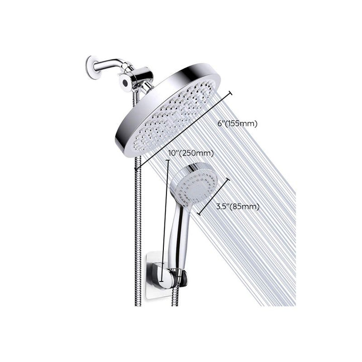 BowLift | Silver Dual Showerhead with Hose Modern Style Wall Mounted Showerhead