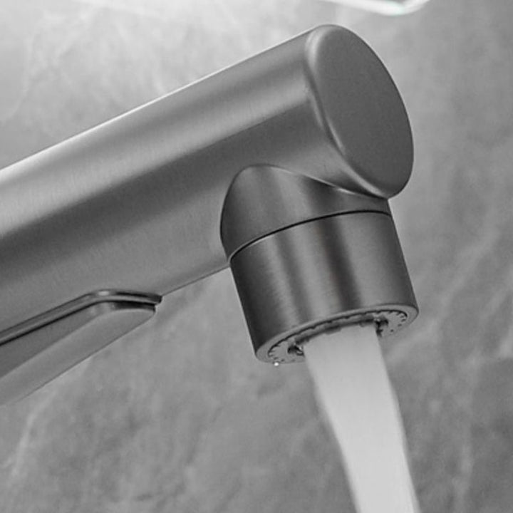 BowLift | Modern Style Extendable Vessel Faucet Single Handle Low Arc Copper Vessel Faucet