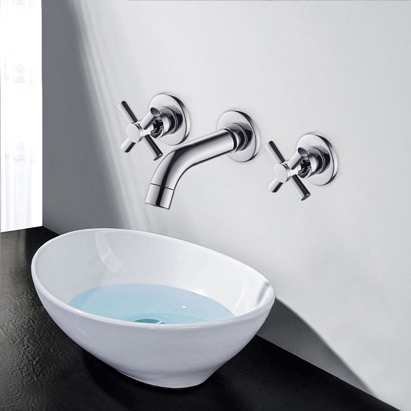 BowLift | Modern Cross Handle Faucet Monochrome Wall Mounted Bathroom Faucet