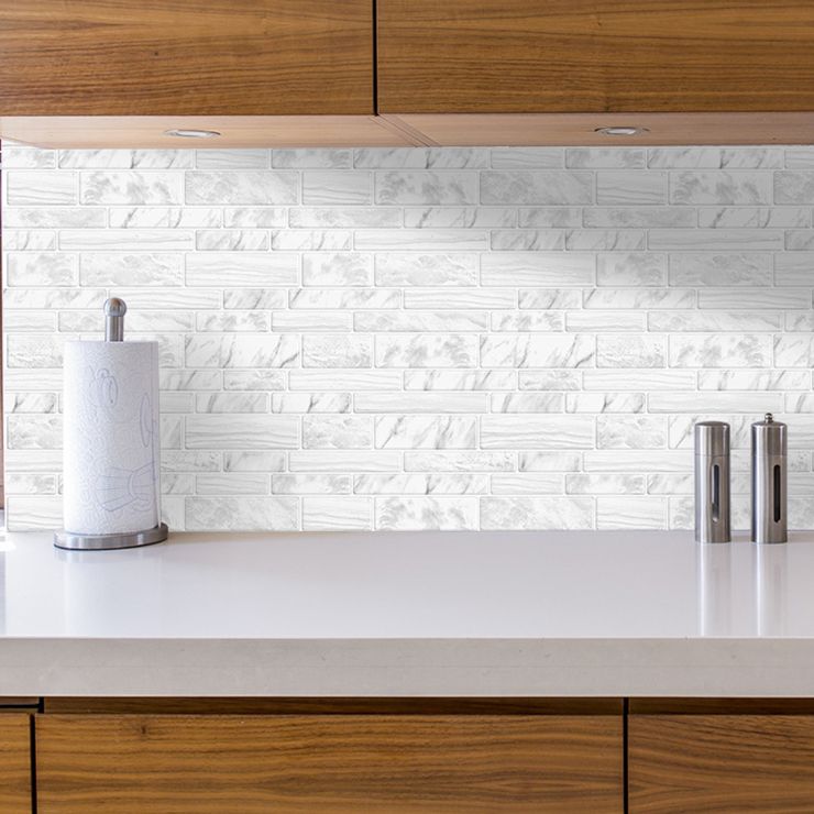BowLift | Square Peel & Stick Tile Stone Composite Subway Tile for Backsplash Wall