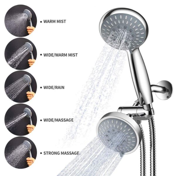 BowLift | Modern Style Shower Heads Dual Wall Mounted Round Metal Dual Shower