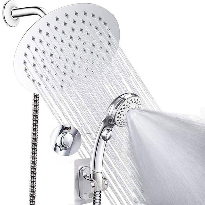 BowLift | Round Dual Showerhead Stainless Steel 5 Spray Patterns Wall Mounted Showerhead