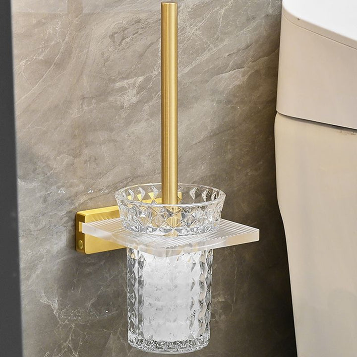 BowLift | Metal and acrylic bathroom accessories as a single piece or in a set in gold