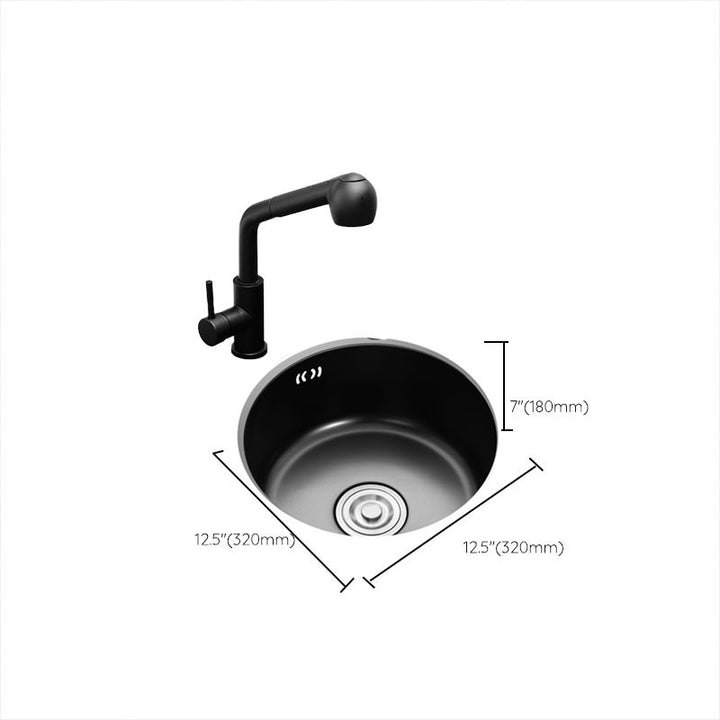 BowLift | Single Bowl Kitchen Sink Round Stainless Steel Sink with Drain Strainer Kits