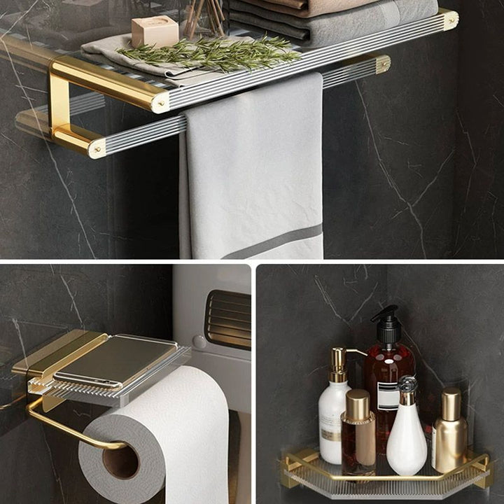 BowLift | Modern Bathroom Accessories Set Bathroom Shelf Gold Towel Holder Bathroom Hardware Set