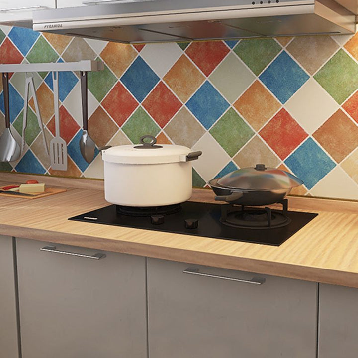 BowLift | Rectangular Wall Tile for Peeling and Applying Geometric Print Kitchen Wallpaper