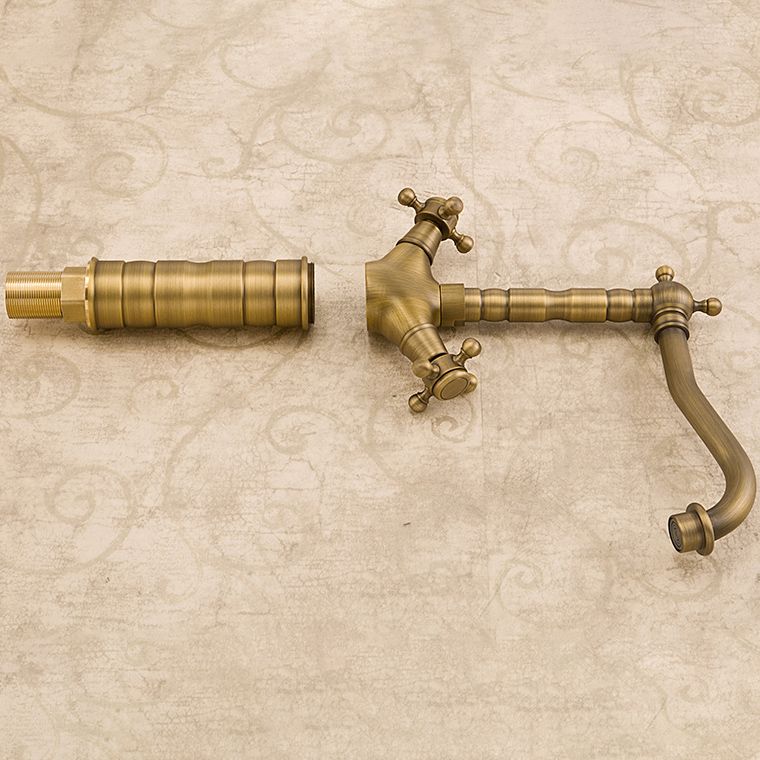 BowLift | Industrial Widespread Bathroom Faucet Cross Handle Medium Sink Faucet