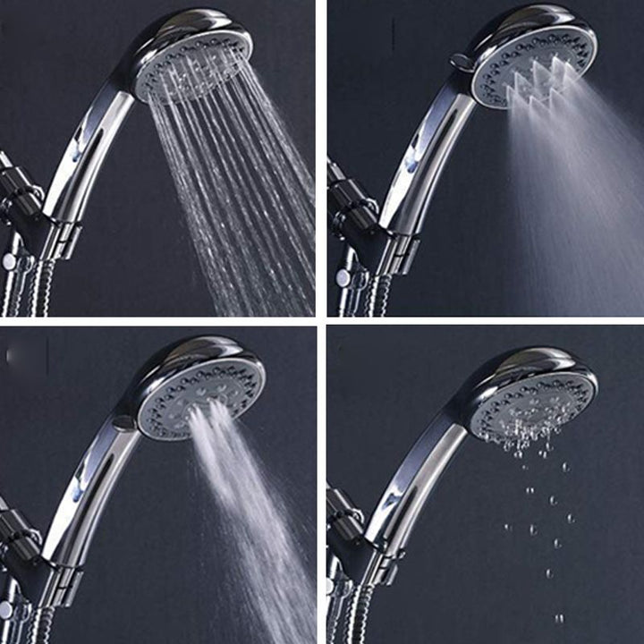 BowLift | Round Handheld Shower Head in Silver Leak-Resistant Wall-Mounted Shower Head