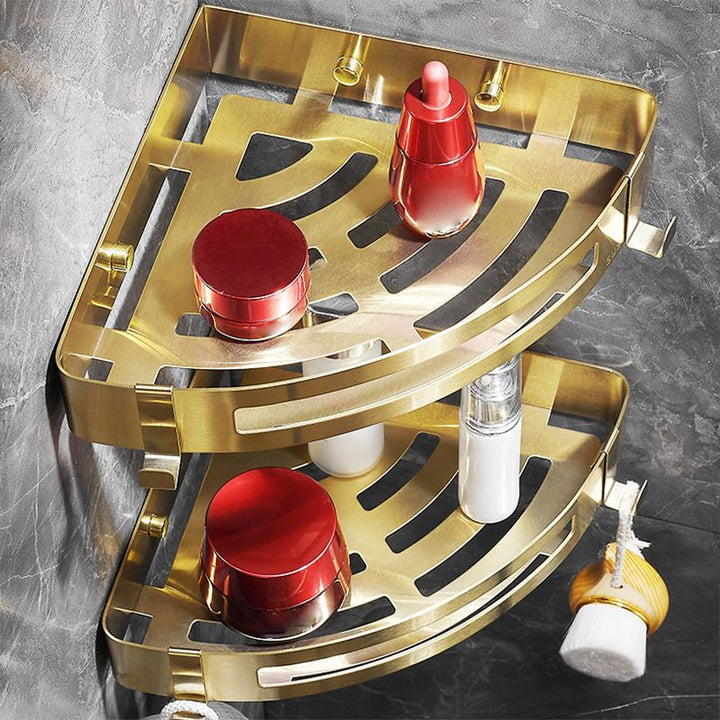 BowLift | Modern Gold/Silver 3-piece Bathroom Accessories Set, Bath Shelf