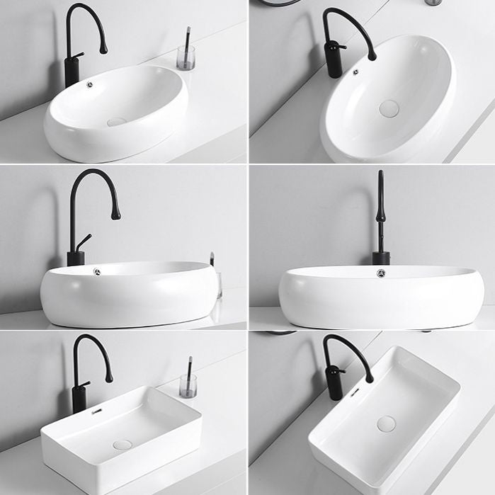 BowLift | Modern Vessel Sink Porcelain Rectangular Vessel Sink (Not Including Faucet)