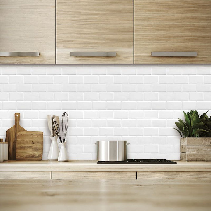 BowLift | Solid Peel & Stick Subway Tile Scratch Resistant PVC Rectangular Peel and Stick Wall Tile