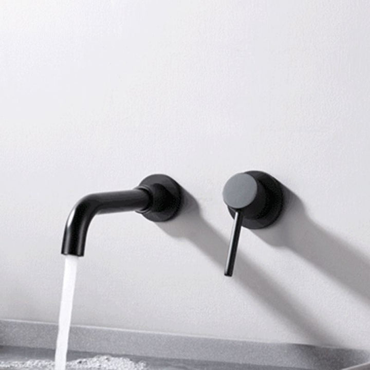BowLift | Round Single Handle Bathroom Faucet 2-Hole Wall Mounted Bathroom Faucet with Swivel Head