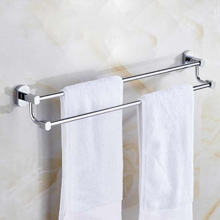 BowLift | Polished Chrome Modern Bathroom Accessory Set Silver Towel Holder/Bath Shelf