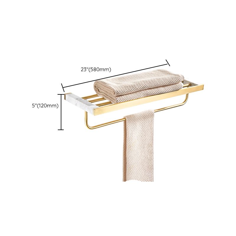 BowLift | Brushed Brass Bathroom Accessory Set Metal & Marble Bathroom Hardware Set with Bathtub Shelf