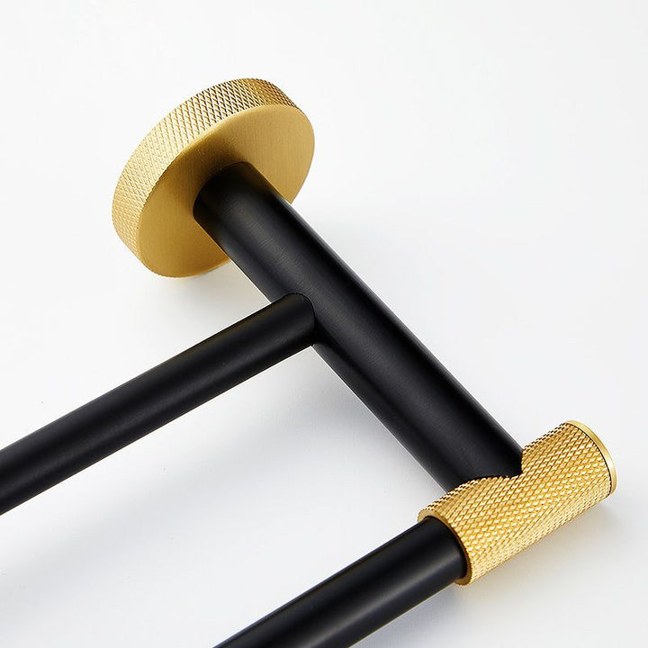 BowLift | 5-piece modern bathroom accessory set made of black brass bathroom hardware