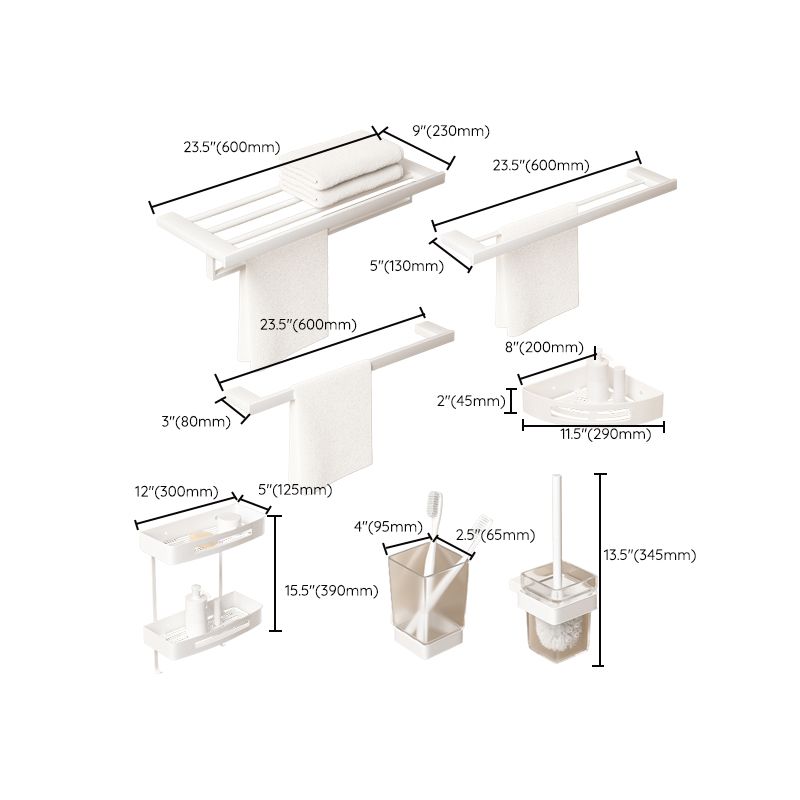 BowLift | Modern White Bathroom Accessory Set Stainless Steel Bath Hardware Set