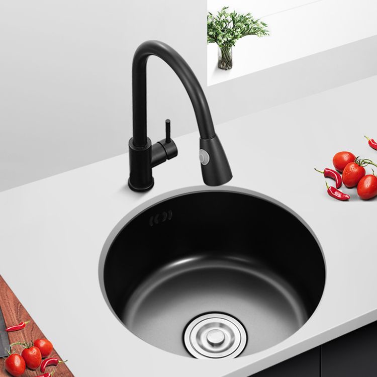 BowLift | Single Bowl Kitchen Sink Round Stainless Steel Sink with Drain Strainer Kits
