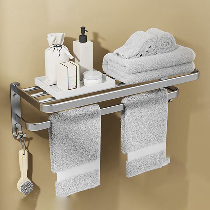 BowLift | Minimalism Gray Bathroom Accessories Set Contemporary Style Aluminum Towel Rack