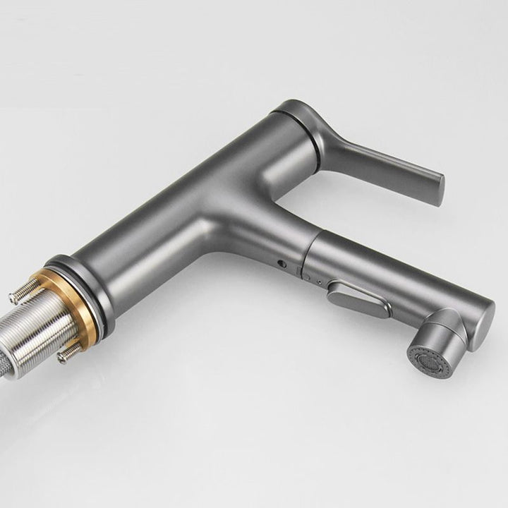 BowLift | Modern Style Extendable Vessel Faucet Single Handle Low Arc Copper Vessel Faucet