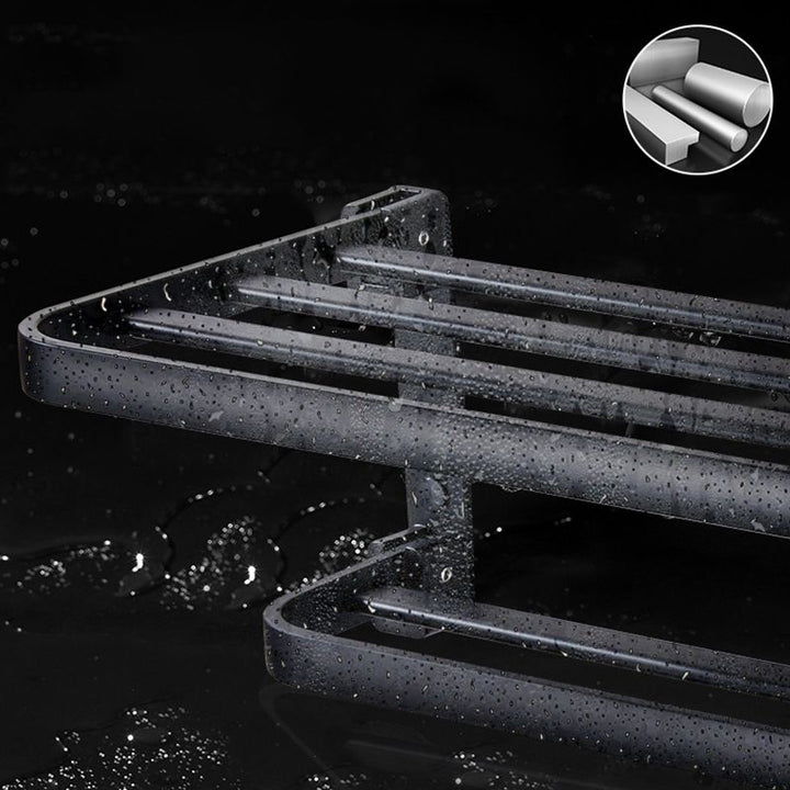 BowLift | Modern Bathroom Accessory Set Matte Black/Grey Bathroom Shelf/Towel Holder & Paper Holder