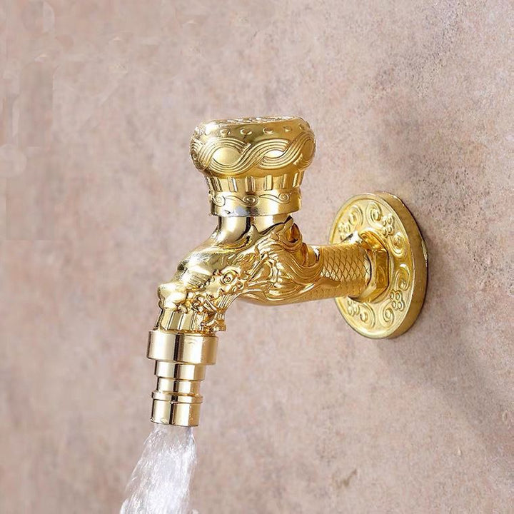 BowLift | Vintage Classic Sink Faucet Zinc Single Handle Dragon Engraving Wall-Mounted Faucet