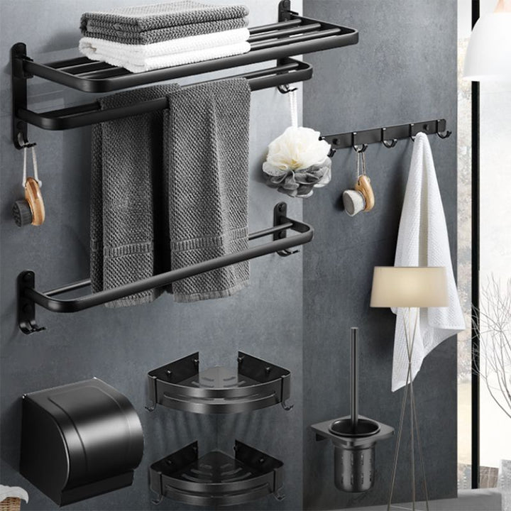 BowLift | Modern Black Bathroom Accessory Set Paper Holder Towel Bar Bathroom Fixtures Set