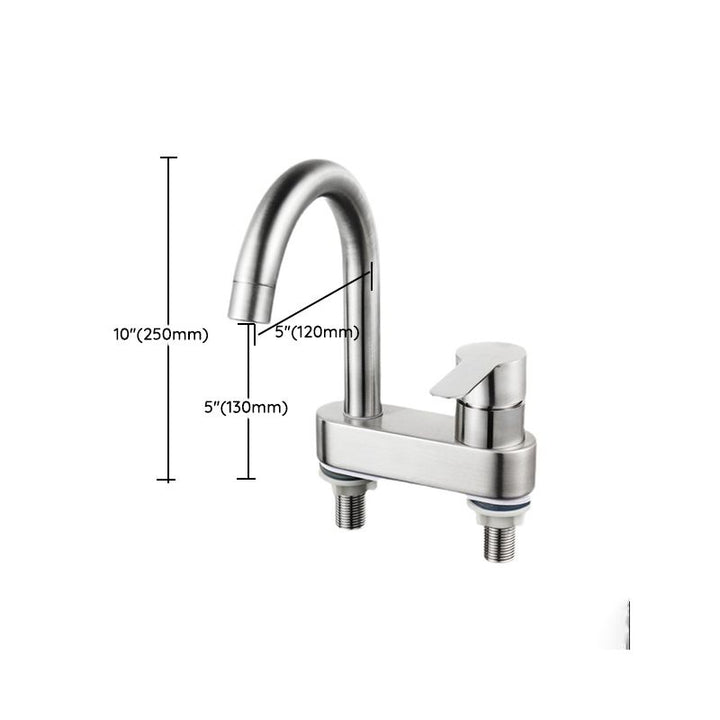 BowLift | 304 stainless steel center faucet bathroom single handle hot and cold sink faucet