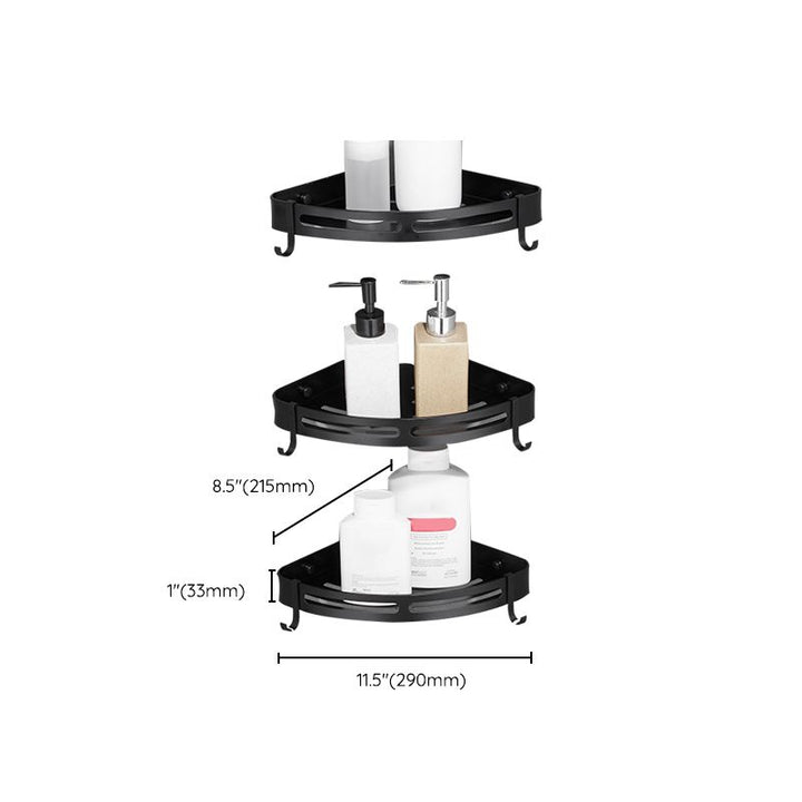 BowLift | Modern Aluminum Bathroom Accessory Set Black/ Silver Bathroom Shelf