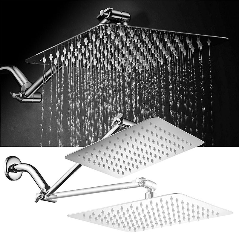BowLift | Contemporary Shower Combo Fixed Shower Head Stainless Steel Wall Mounted Square Shower Head