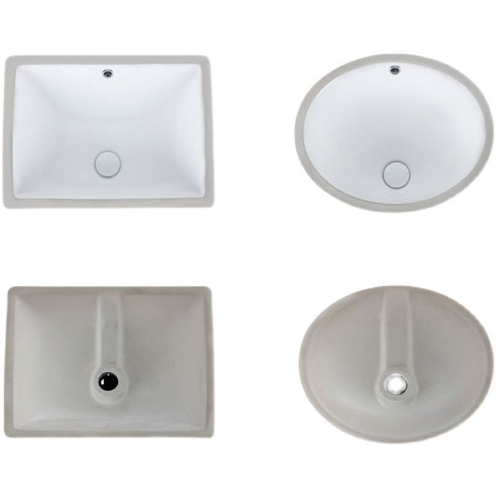 BowLift | Modern Under-Mount Sink Oval Porcelain with Pop-Up Drain Sink