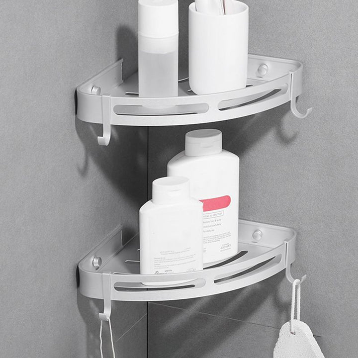 BowLift | Modern Aluminum Bathroom Accessory Set Black/ Silver Bathroom Shelf