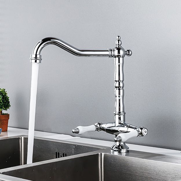 BowLift | Traditional Kitchen Bar Faucet Double Handle High Arc No Sensor Bar Faucet