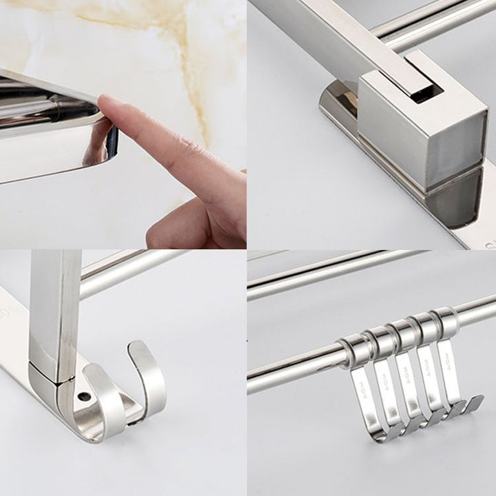 BowLift | Modern Bathroom Accessory Set Made of Chrome-Plated Stainless Steel with Bathrobe Hook/Towel Bar