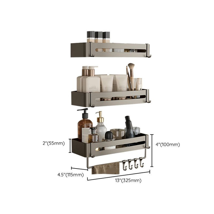 BowLift | Contemporary Aluminum Bathroom Accessory Set Gray Bath Shelf