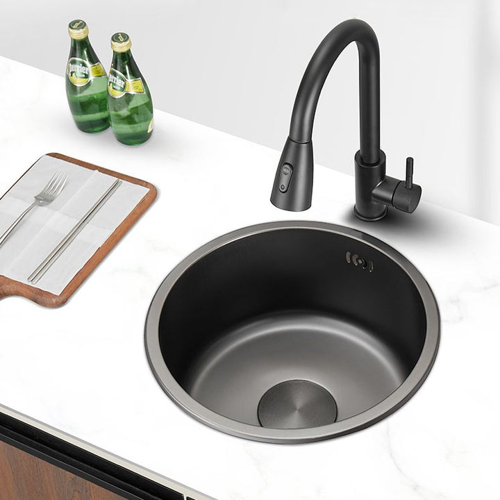 BowLift | Kitchen Sink Round Single Bowl Color and Scratch Resistant Under-mounted Stainless Steel Kitchen Sink