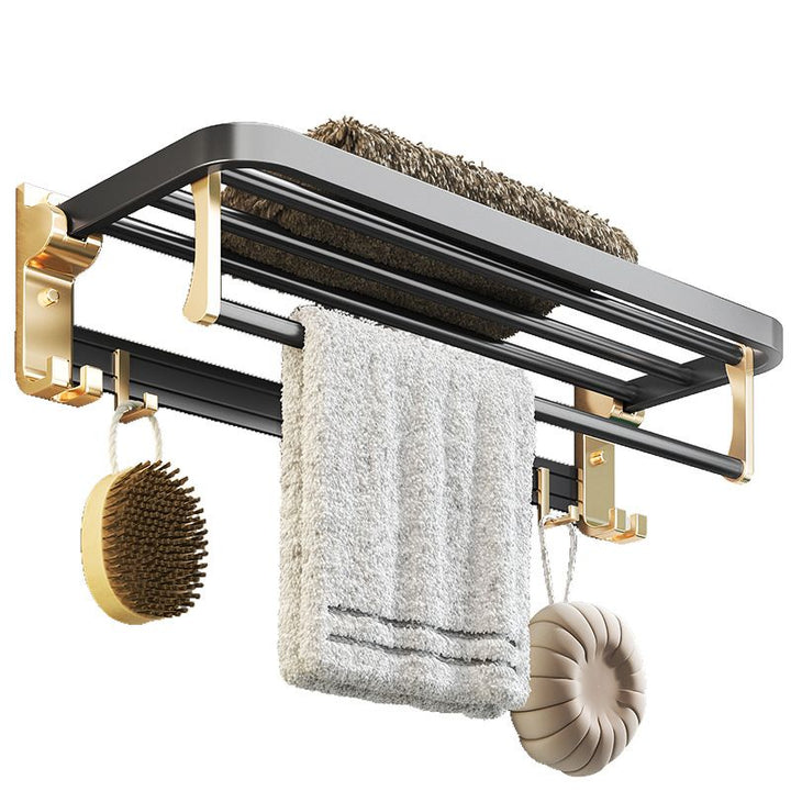 BowLift | Modernism Bathroom Accessories Hardware Set Black & Gold Bathroom Shelf/Towel Bar