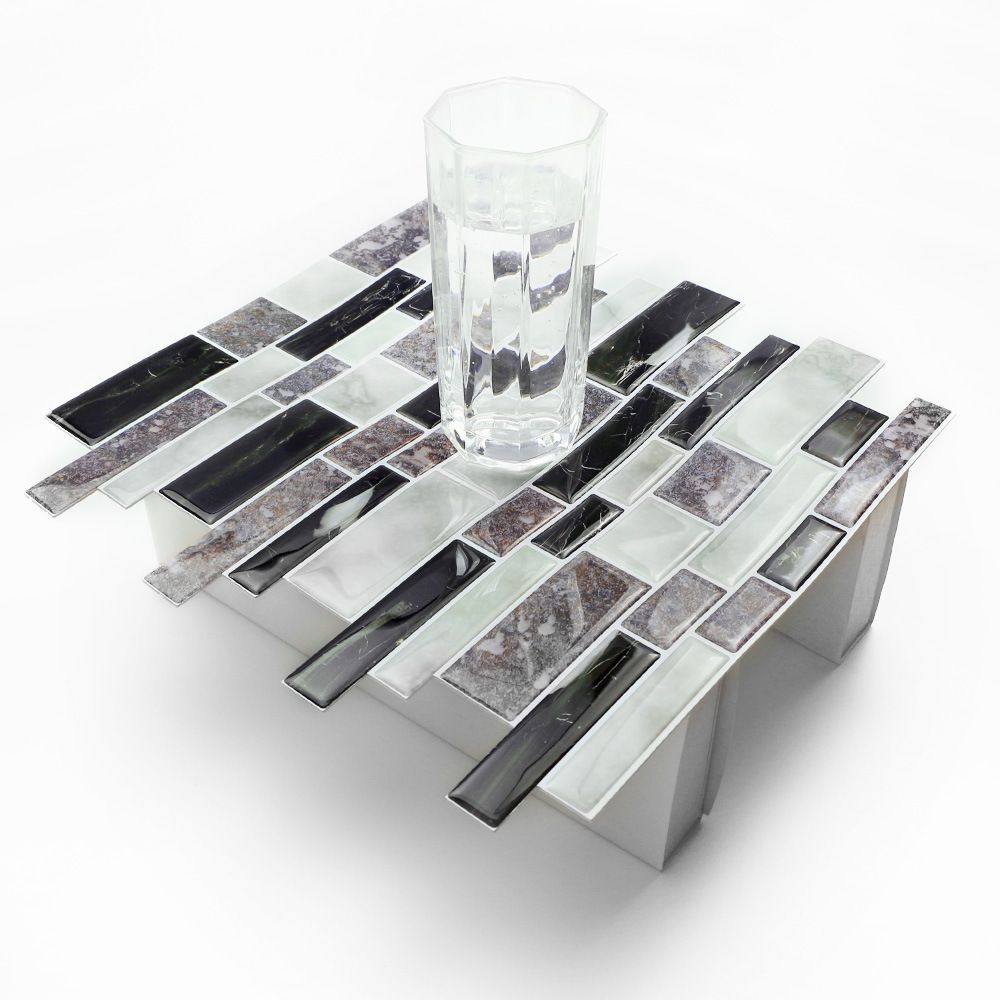 BowLift | 12"x 12" Resin Mosaic Tiles Square Self-Adhesive Tiles for Backsplash & Wall Tile