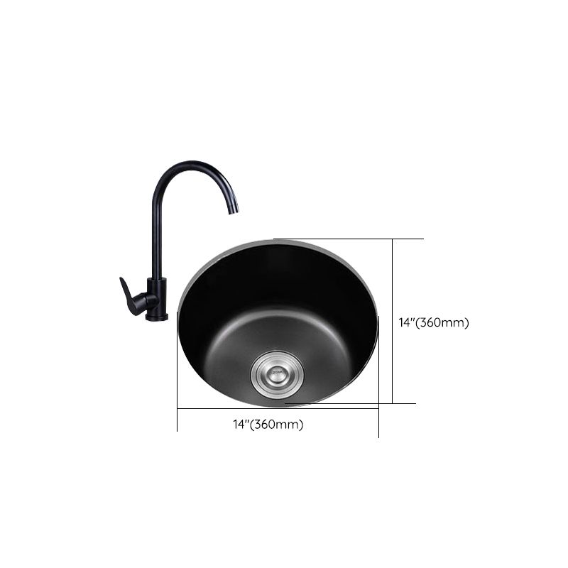 BowLift | Stainless Steel Round Sink in Black Single Basin Undermount Sink with Basket Strainer