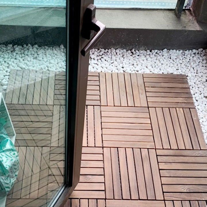 BowLift | 7-Slat Square Wood Floor Tiles Click Installation Outdoor Floor Tiles