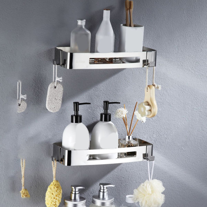 BowLift | Modern Stainless Steel Bathroom Accessory Set Rectangular & Triangle Bathroom Shelf