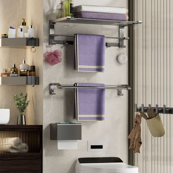 BowLift | Modern Gray Bathroom Accessories Set Bathroom Shelf Towel Bar Bathroom Accessories Set