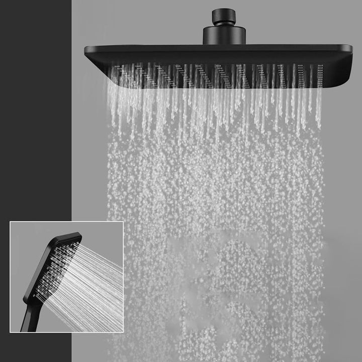 BowLift | Modern square matte black shower head rainfall shower head combo